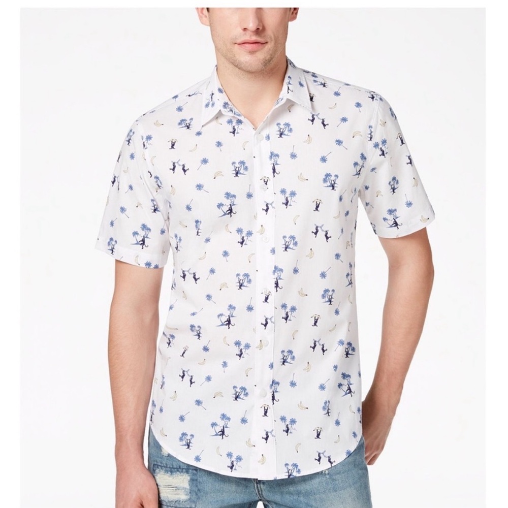 American Rag White Shirt with Monkey and Banana Print